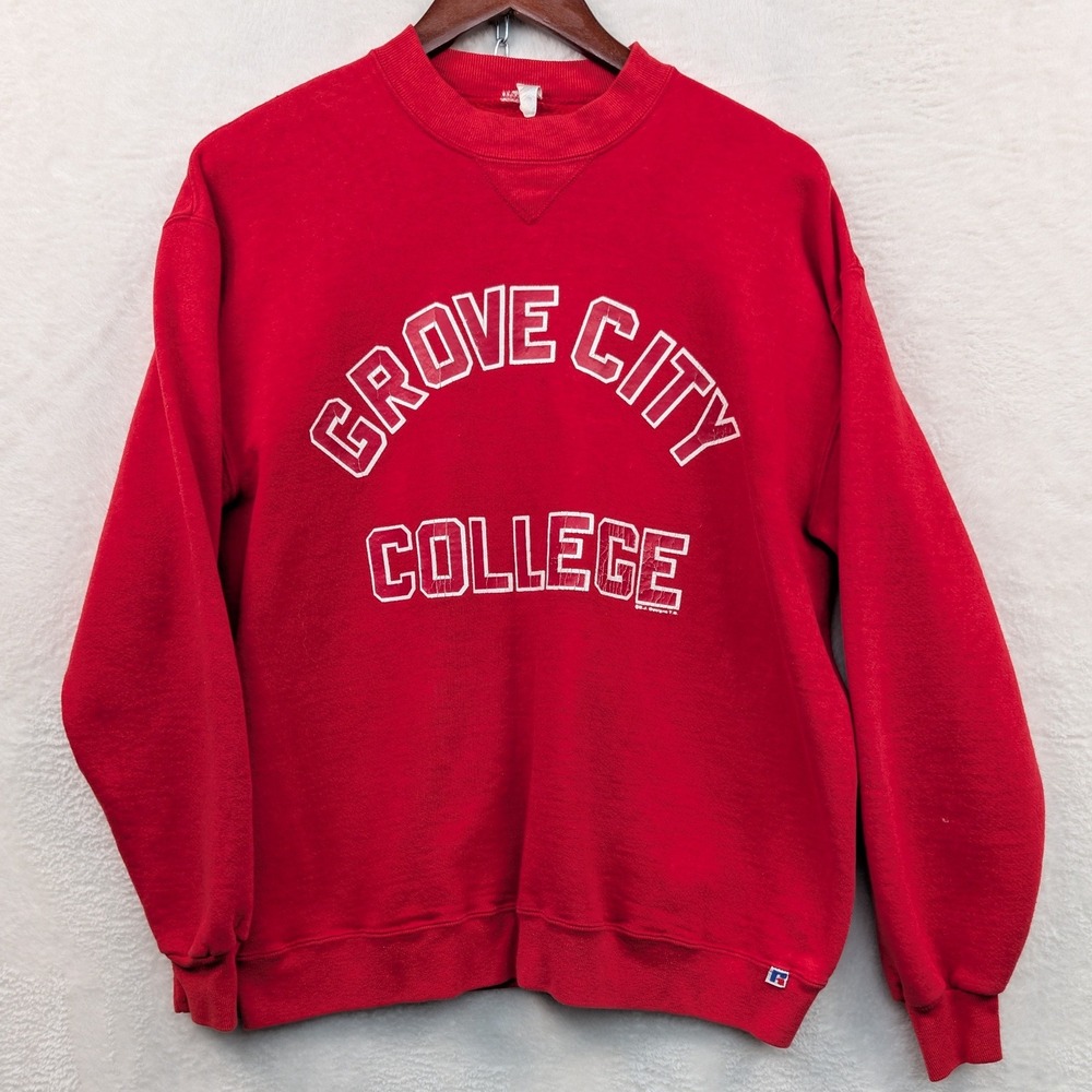 VTG Russell‎ Athletic Sweatshirt Men's XL Red Grove City College Streetwear 80s